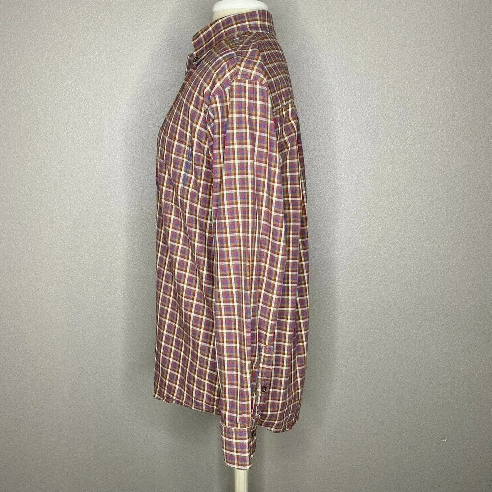 Clear Water Outfitters Men's Brown Red Plaid 100% Cotton Button-Down Shirt - Picture 5 of 10